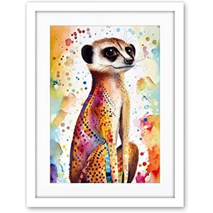 Artery8 Meerkat With Multicolour Pattern Fur Folk Art Watercolour Painting Artwork Framed Wall Art Print 18X24 Inch Artery8 Meerkat With Multicolour Pattern Fur Folk Art Watercolour Painting Artwork Framed Wall Art Print 18X24 Inch
