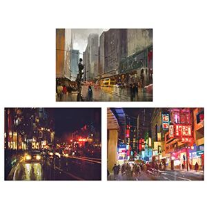 Artery8 New York London Chinatown Cityscape At Night Set Of 3 Unframed Wall Art Prints Living Room Aesthetic Oil Paintings 12X16 Inch Artery8 New York London Chinatown Cityscape At Night Set Of 3 Unframed Wall Art Prints Living Room Aesthetic Oil Paintings 12X16 Inch