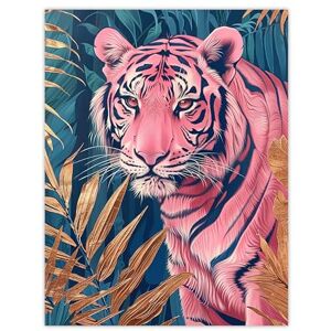 Artery8 Majestic Pink Tiger in Blue Gold Tropical Jungle Living Room Extra Large XL Wall Art Poster Print Artery8 Majestic Pink Tiger in Blue Gold Tropical Jungle Living Room Extra Large XL Wall Art Poster Print