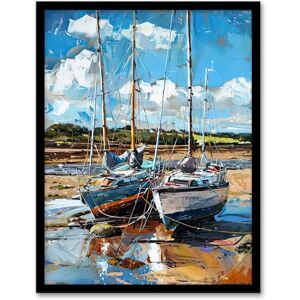 Artery8 Two Sailboats on Alnmouth Beach Painting Coastal Living Room Artwork Framed Wall Art Print A4 Artery8 Two Sailboats on Alnmouth Beach Painting Coastal Living Room Artwork Framed Wall Art Print A4