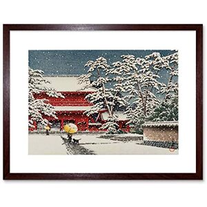 Wee Blue Coo Painting Temple Kawase Hasui Snow Japan Framed Wall Art Print Wee Blue Coo Painting Temple Kawase Hasui Snow Japan Framed Wall Art Print