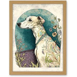 Artery8 Whippet Dog with Flowers Modern Multicoloured Watercolour Illustration Artwork Framed Wall Art Print 18X24 Inch Artery8 Whippet Dog with Flowers Modern Multicoloured Watercolour Illustration Artwork Framed Wall Art Print 18X24 Inch