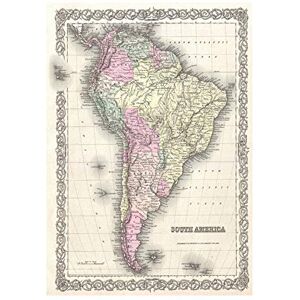 Wee Blue Coo 1855 Colton Map South America Wall Art Print Wee Blue Coo 1855 Colton Map South America Wall Art Print
