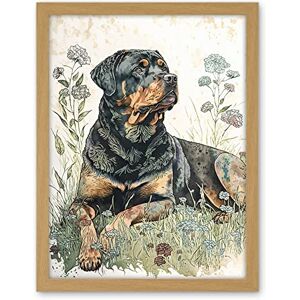 Artery8 Rottweiler Dog Lying in Wildflowers Bright Watercolour Illustration Artwork Framed Wall Art Print 18X24 Inch Artery8 Rottweiler Dog Lying in Wildflowers Bright Watercolour Illustration Artwork Framed Wall Art Print 18X24 Inch