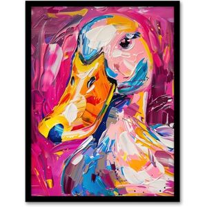 Artery8 Aylesbury Duck Portrait Hot Pink Acrylic Painting Living Room Artwork Framed Wall Art Print A4 Artery8 Aylesbury Duck Portrait Hot Pink Acrylic Painting Living Room Artwork Framed Wall Art Print A4