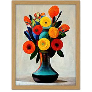 Wee Blue Coo Midcentury Style Bright Floral Bouquet Flowers Painting Orange Yellow Red Turquoise Artwork Framed Wall Art Print 18X24 Inch Wee Blue Coo Midcentury Style Bright Floral Bouquet Flowers Painting Orange Yellow Red Turquoise Artwork Framed Wall Art Print 18X24 Inch