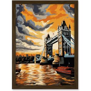 Artery8 London Tower Bridge Dramatic Sunset Sky Artwork Orange Grey River Thames Riverboat England Clouds Artwork Framed A3 Wall Art Print Artery8 London Tower Bridge Dramatic Sunset Sky Artwork Orange Grey River Thames Riverboat England Clouds Artwork Framed A3 Wall Art Print