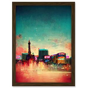Doppelganger33 LTD Modern Las Vegas Skyline Colourful Acrylic Cityscape Artwork Framed A3 Wall Art Print Doppelganger33 LTD Modern Las Vegas Skyline Colourful Acrylic Cityscape Artwork Framed A3 Wall Art Print