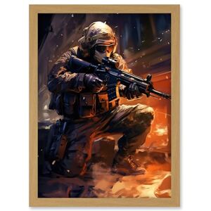 Artery8 Army Warfare Desert Sniper Explosion Flames Oil Painting Soldier Action Scene Artwork Framed Wall Art Print A4 Artery8 Army Warfare Desert Sniper Explosion Flames Oil Painting Soldier Action Scene Artwork Framed Wall Art Print A4