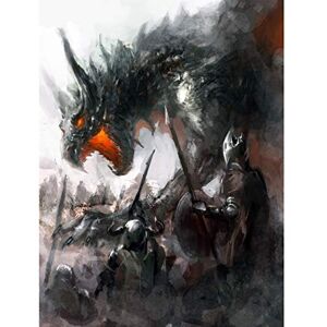 Wee Blue Coo Art Painting Drawing Fantasy Dragon Battle Medieval Warrior Canvas Print Wee Blue Coo Art Painting Drawing Fantasy Dragon Battle Medieval Warrior Canvas Print