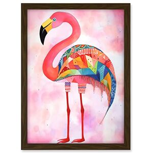 Artery8 Flamingo Bird With Multicolour Patterns Folk Art Watercolour Painting Artwork Framed A3 Wall Art Print Artery8 Flamingo Bird With Multicolour Patterns Folk Art Watercolour Painting Artwork Framed A3 Wall Art Print