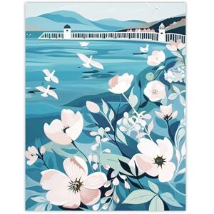 Artery8 Coastal Scottish Pier Seagulls Floral Painting Living Room Extra Large XL Wall Art Poster Print Artery8 Coastal Scottish Pier Seagulls Floral Painting Living Room Extra Large XL Wall Art Poster Print