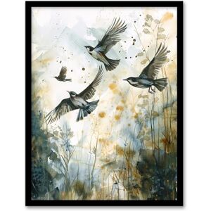 Artery8 Birds in Flight Autumn Watercolour Painting Living Room Artwork Framed Wall Art Print 18X24 Inch Artery8 Birds in Flight Autumn Watercolour Painting Living Room Artwork Framed Wall Art Print 18X24 Inch