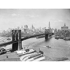 Artery8 Brooklyn Bridge New York City Skyline 1910 Photo Unframed Wall Art Print Poster Home Decor Premium Artery8 Brooklyn Bridge New York City Skyline 1910 Photo Unframed Wall Art Print Poster Home Decor Premium