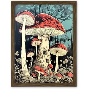 Artery8 Mushroom Fairy House Pastel Red Blue Green Magical Forest Fantasy Concept Kitchen Artwork Framed Wall Art Print 18X24 Inch Artery8 Mushroom Fairy House Pastel Red Blue Green Magical Forest Fantasy Concept Kitchen Artwork Framed Wall Art Print 18X24 Inch