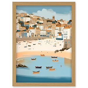 Artery8 Small Boats in St Ives Bay Coastal Cityscape Artwork Framed Wall Art Print A4 Artery8 Small Boats in St Ives Bay Coastal Cityscape Artwork Framed Wall Art Print A4