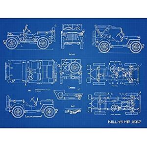 Artery8 Willys MB US Military Jeep Vehicle Blueprint Plan Unframed Wall Art Print Poster Home Decor Premium Artery8 Willys MB US Military Jeep Vehicle Blueprint Plan Unframed Wall Art Print Poster Home Decor Premium