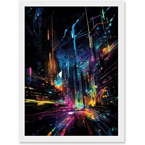Artery8 New York City at Night Modern Abstract Neon Contrast Painting Artwork Framed A3 Wall Art Print Artery8 New York City at Night Modern Abstract Neon Contrast Painting Artwork Framed A3 Wall Art Print