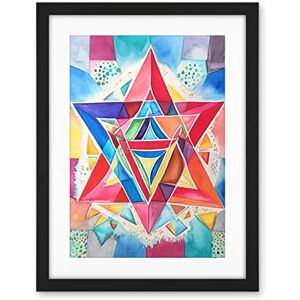 Artery8 Jewish Star Of David Bright Multicoloured Folk Art Watercolour Painting Artwork Framed Wall Art Print 18X24 Inch Artery8 Jewish Star Of David Bright Multicoloured Folk Art Watercolour Painting Artwork Framed Wall Art Print 18X24 Inch