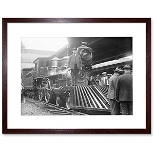 Wee Blue Coo Photo Black White Train Conductor Steam Engine Picture Framed Wall Art Print Wee Blue Coo Photo Black White Train Conductor Steam Engine Picture Framed Wall Art Print