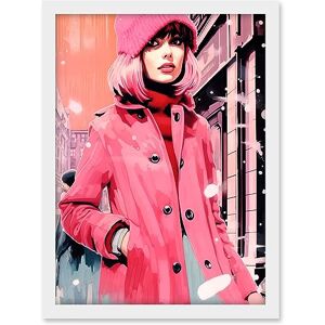 Artery8 Downtown Girl Woman in Retro Pink City Fashion Artwork Framed A3 Wall Art Print Artery8 Downtown Girl Woman in Retro Pink City Fashion Artwork Framed A3 Wall Art Print
