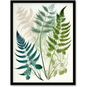 Wee Blue Coo Elegant Fern Fronds Foliage Linocut Artwork Green Teal Pink Bright Botanical Nature Artwork Framed Wall Art Print A4 Wee Blue Coo Elegant Fern Fronds Foliage Linocut Artwork Green Teal Pink Bright Botanical Nature Artwork Framed Wall Art Print A4