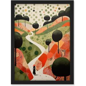 Artery8 Walk on the Countryside Hill Path Folk Art Oil Painting Red Orange Green Abstract Landscape Artwork Framed A3 Wall Art Print Artery8 Walk on the Countryside Hill Path Folk Art Oil Painting Red Orange Green Abstract Landscape Artwork Framed A3 Wall Art Print