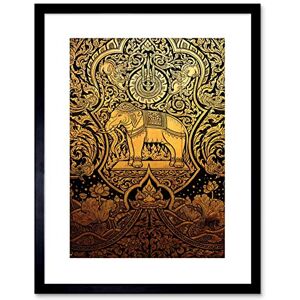 Wee Blue Coo Painting Ornate Abstract Thailand Elephant Framed Wall Art Print Wee Blue Coo Painting Ornate Abstract Thailand Elephant Framed Wall Art Print