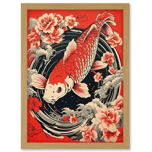 Artery8 Koi Fish Carp Japanese Whirlpool Red Black Floral Illustration Artwork Coy Artwork Framed Wall Art Print A4 Artery8 Koi Fish Carp Japanese Whirlpool Red Black Floral Illustration Artwork Coy Artwork Framed Wall Art Print A4