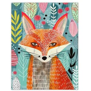 Artery8 Devious Fox in Garden Folk Art Pattern Design Kids Bedroom Extra Large XL Wall Art Poster Print Artery8 Devious Fox in Garden Folk Art Pattern Design Kids Bedroom Extra Large XL Wall Art Poster Print