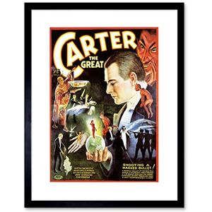Wee Blue Coo ADVERT THEATRE STAGE MAGICIAN CARTER GREAT BLACK FRAMED ART PRINT B12X3247 Wee Blue Coo ADVERT THEATRE STAGE MAGICIAN CARTER GREAT BLACK FRAMED ART PRINT B12X3247