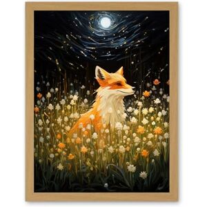 Artery8 Watching the Fireflies Dance Happy Fox over a Wildflower Meadow Oil Painting Orange White Blue Full Moon Spring Night Dreamy Landscape Artwork Framed Wall Art Print 18X24 Inch Artery8 Watching the Fireflies Dance Happy Fox over a Wildflower Meadow Oil Painting Orange White Blue Full Moon Spring Night Dreamy Landscape Artwork Framed Wall Art Print 18X24 Inch