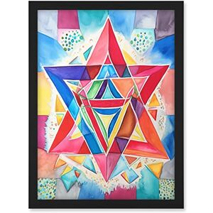 Artery8 Jewish Star Of David Bright Multicoloured Folk Art Watercolour Painting Artwork Framed A3 Wall Art Print Artery8 Jewish Star Of David Bright Multicoloured Folk Art Watercolour Painting Artwork Framed A3 Wall Art Print