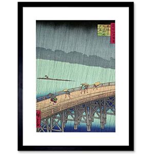 Wee Blue Coo Utagawa Hiroshige Shower Shin Ohashi Bridge Artwork Framed Wall Art Print 12X16 Inch Wee Blue Coo Utagawa Hiroshige Shower Shin Ohashi Bridge Artwork Framed Wall Art Print 12X16 Inch