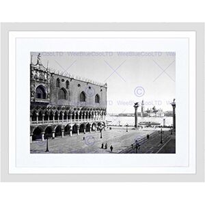 Wee Blue Coo Doge's Palace And Piazzetta Venice Italy 1890s Old BW Framed Wall Art Print Wee Blue Coo Doge's Palace And Piazzetta Venice Italy 1890s Old BW Framed Wall Art Print