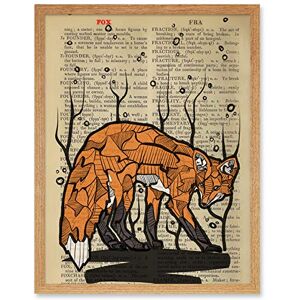 Wee Blue Coo Upcycle Dictionary Fox Art Print Framed Poster Wall Decor 12x16 inch Wee Blue Coo Upcycle Dictionary Fox Art Print Framed Poster Wall Decor 12x16 inch
