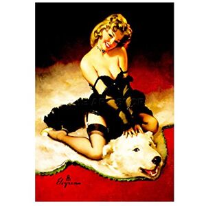 Wee Blue Coo Painting Portrait Pin Up Girl Polar Bear Rug Picture Wall Art Print Wee Blue Coo Painting Portrait Pin Up Girl Polar Bear Rug Picture Wall Art Print