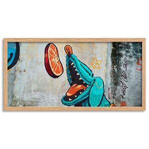 Wee Blue Coo Graffiti Hungry Dog Long Panel Framed Wall Art Print Wee Blue Coo Graffiti Hungry Dog Long Panel Framed Wall Art Print