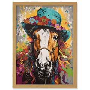 Artery8 Horse Wearing a Flower Summer Hat Multicoloured Artwork Framed A3 Wall Art Print Artery8 Horse Wearing a Flower Summer Hat Multicoloured Artwork Framed A3 Wall Art Print