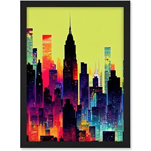 Wee Blue Coo New York Vibrant Multi Coloured Graphic Design Skyscraper Cityscape Silhouette Artwork Framed A3 Wall Art Print Wee Blue Coo New York Vibrant Multi Coloured Graphic Design Skyscraper Cityscape Silhouette Artwork Framed A3 Wall Art Print