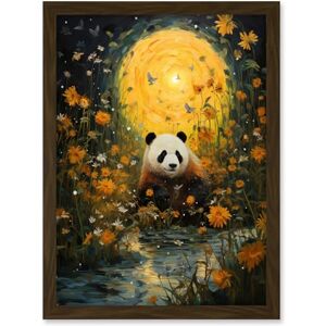 Artery8 Harvest Moon Panda Landscape Oil Painting Panda Bear in a Wildflower Meadow with Flowing Stream Kids Bedroom Artwork Framed A3 Wall Art Print Artery8 Harvest Moon Panda Landscape Oil Painting Panda Bear in a Wildflower Meadow with Flowing Stream Kids Bedroom Artwork Framed A3 Wall Art Print