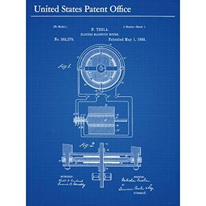 Artery8 Tesla Electro Magnetic Motor 1888 Vintage Front Top Patent Unframed Wall Art Print Poster Home Decor Premium Artery8 Tesla Electro Magnetic Motor 1888 Vintage Front Top Patent Unframed Wall Art Print Poster Home Decor Premium