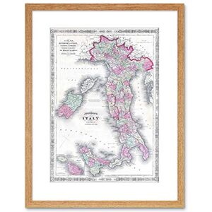 Wee Blue Coo Map 1864 Johnson Italy Vintage Framed Wall Art Print Wee Blue Coo Map 1864 Johnson Italy Vintage Framed Wall Art Print