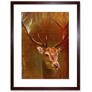 Wee Blue Coo PAINTING NATURE ANIMAL DEER STAG HEAD VINTAGE STYLE FRAMED PRINT F97X6468 Wee Blue Coo PAINTING NATURE ANIMAL DEER STAG HEAD VINTAGE STYLE FRAMED PRINT F97X6468