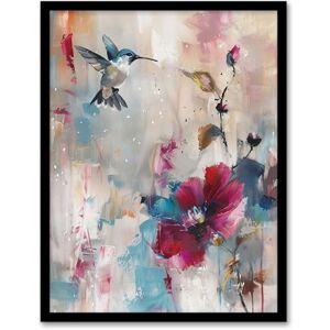 Artery8 Hummingbird and Zinnia Flower Blooms Oil Painting Living Room Artwork Framed Wall Art Print 18X24 Inch Artery8 Hummingbird and Zinnia Flower Blooms Oil Painting Living Room Artwork Framed Wall Art Print 18X24 Inch