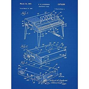 Artery8 Andersen Wurlitzer Electronic Piano Music Instrument 1961 Patent Plan Unframed Wall Art Print Poster Home Decor Premium Artery8 Andersen Wurlitzer Electronic Piano Music Instrument 1961 Patent Plan Unframed Wall Art Print Poster Home Decor Premium
