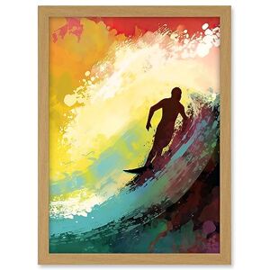 Artery8 The Silhouette of a Surfer Surfing on a Big Wave Artwork Framed A3 Wall Art Print Artery8 The Silhouette of a Surfer Surfing on a Big Wave Artwork Framed A3 Wall Art Print