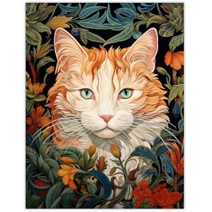 Artery8 Fat Ginger Cat In Foliage And Flowers Floral Design Illustration Artwork Extra Large XL Wall Art Poster Print Artery8 Fat Ginger Cat In Foliage And Flowers Floral Design Illustration Artwork Extra Large XL Wall Art Poster Print