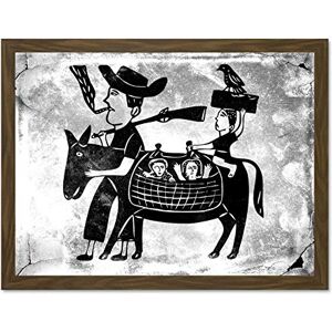 Wee Blue Coo Weird Transport Donkey Family Black White Grunge Art Large Framed Art Print Poster Wall Decor 18x24 inch Wee Blue Coo Weird Transport Donkey Family Black White Grunge Art Large Framed Art Print Poster Wall Decor 18x24 inch