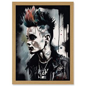 Artery8 Punk Rock Music Fashion Young Man with a Mohawk Modern Watercolour Painting Artwork Framed A3 Wall Art Print Artery8 Punk Rock Music Fashion Young Man with a Mohawk Modern Watercolour Painting Artwork Framed A3 Wall Art Print